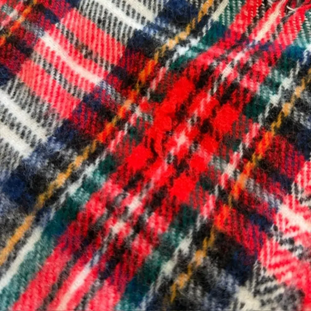 Rec-Robe Bonnie Plaid Energy Saver Red Plaid Throw Blanket with Fringe Vintage